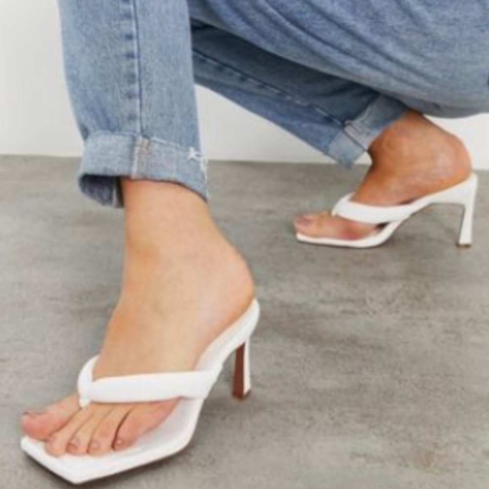 ASOS wide fit flip flop heels 9 white